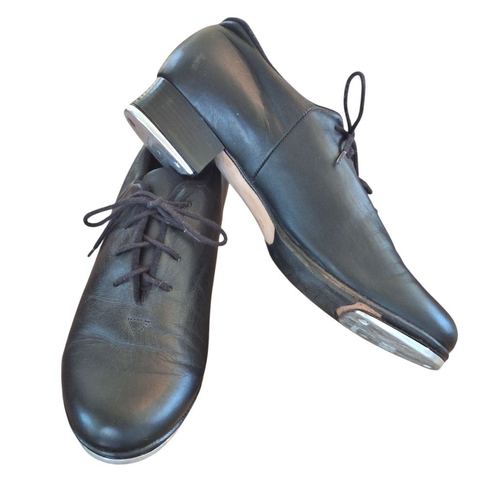 Bloch Jazz Tap Leather Black Lace Up Tap Dance Shoes NARROW Ladies 9.5N